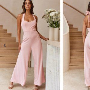Remember This Halterneck Wide Leg Jumpsuit - Blush Pink - NWT -